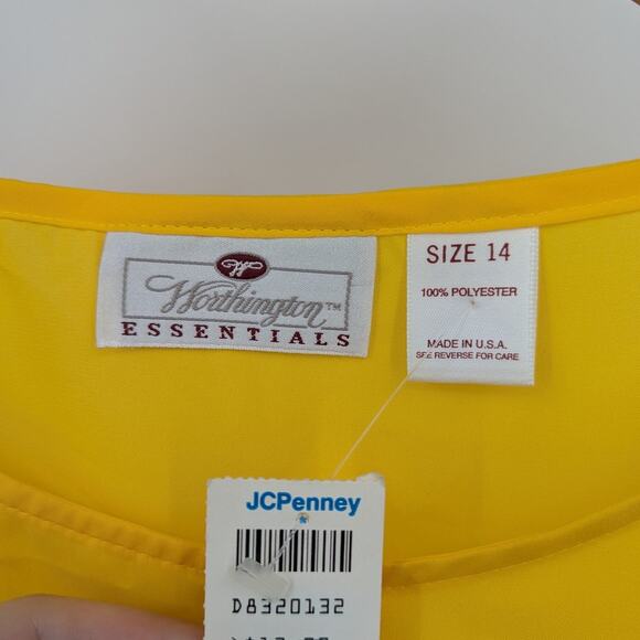 NWT VTG Gold Yellow Short Sleeve Worthington Essentials Size 14 Top Made in USA - Picture 3 of 3